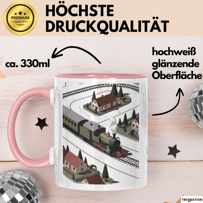 Modelleisenbahn Sammler Tasse Geschenk Lustige Geschenkidee Spruch Für Miniatur Bahn Fans Rosa Trendation