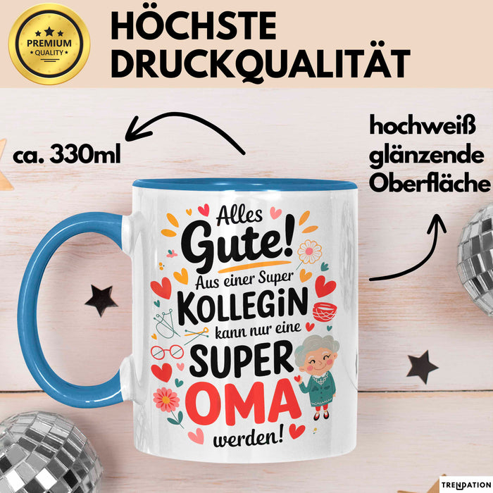 Oma Tasse Geschenkidee Beste Kollegin Oma Geschenk Blau Trendation