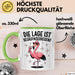 Flamingo Trinkend Tasse Geschenk Lustige Geschenkidee Spruch Die Lage Ist Besäufniserregend Grün Trendation