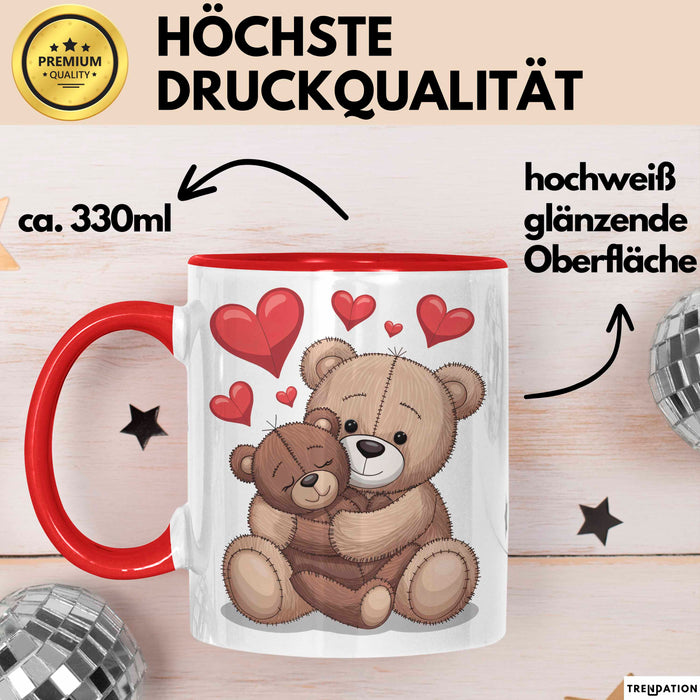 Teddybär Tierliebhaber Tasse Geschenk Lustige Geschenkidee Spruch Romantisches Herz Rot Trendation