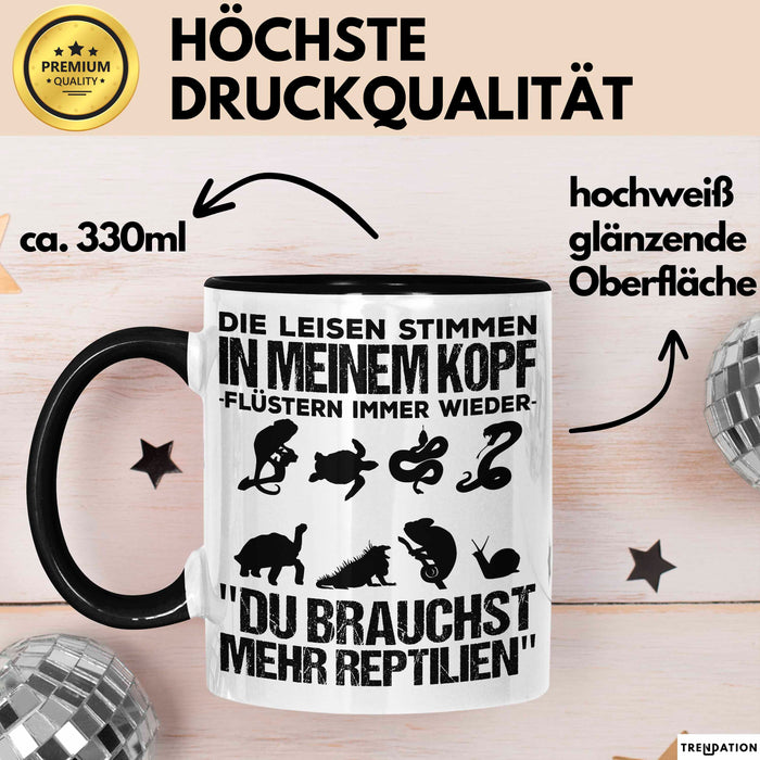 Reptil Bartagame Tasse Geschenk Lustige Geschenkidee Spruch Die Leisen Stimmen In Meinem Kopf Flüstern Immer Wieder Schwarz Trendation