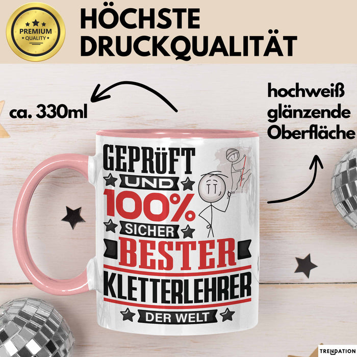 Kletterlehrer Geschenk Lustiger Spruch für Kletterlehrer Geschenkidee Bester Kletterlehrer Der Welt Rosa Trendation
