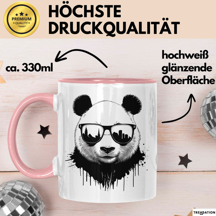 Panda Mit Sonnenbrille Tasse Geschenk Lustige Geschenkidee Spruch Rosa Trendation