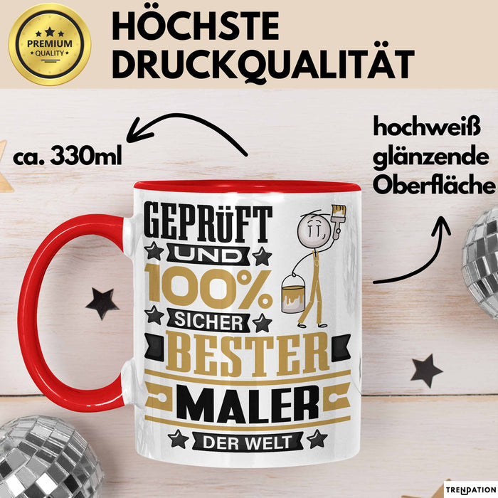 Maler Geschenk Lustiger Spruch für Maler Geschenkidee Bester Maler Der Welt Rot Trendation