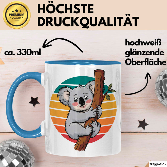 Retro Koala Tierliebhaber Tasse Geschenk Lustige Geschenkidee Spruch Blau Trendation