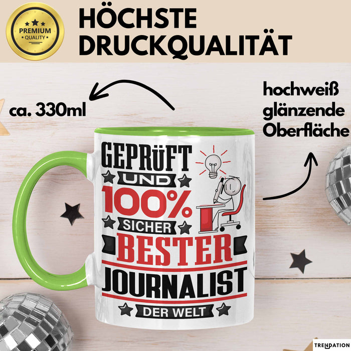 Journalist Geschenk Lustiger Spruch für Journalist Geschenkidee Bester Journalist Der Welt Grün Trendation