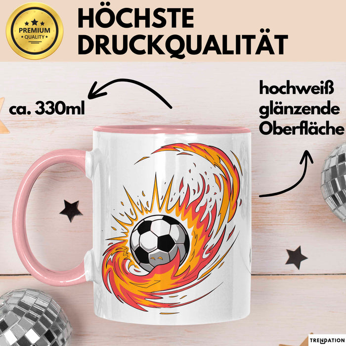 Fußballfan Tasse Geschenkidee für Fußballliebhaber Rosa Trendation