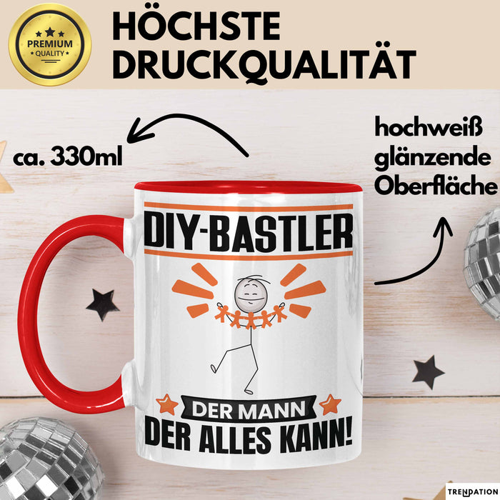 DIY-Bastler Tasse Geschenk für DIY-Bastler Der Mann Der Alles Kann Geschenkidee zum Geburtstag Rot Trendation