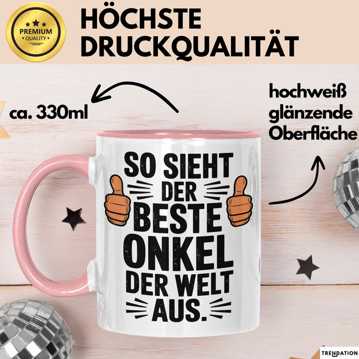 Onkel Sarkastisch Sarkasmus Tasse Geschenk Lustige Geschenkidee Spruch So Sieht Der Beste Onkel Der Welt Aus Rosa Trendation