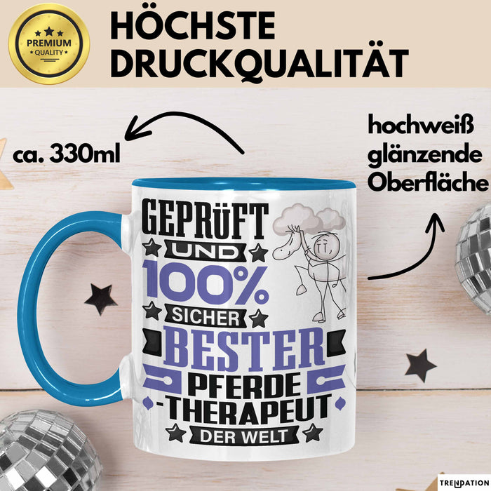 Pferdetherapeut Geschenk Lustiger Spruch für Pferdetherapeut Geschenkidee Bester Pferdetherapeut Der Welt Blau Trendation