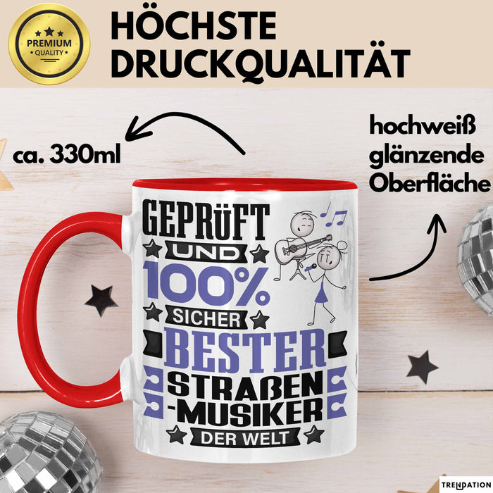 Straßenmusiker Geschenk Lustiger Spruch für Straßenmusiker Geschenkidee Bester Straßenmusiker Der Welt Rot Trendation