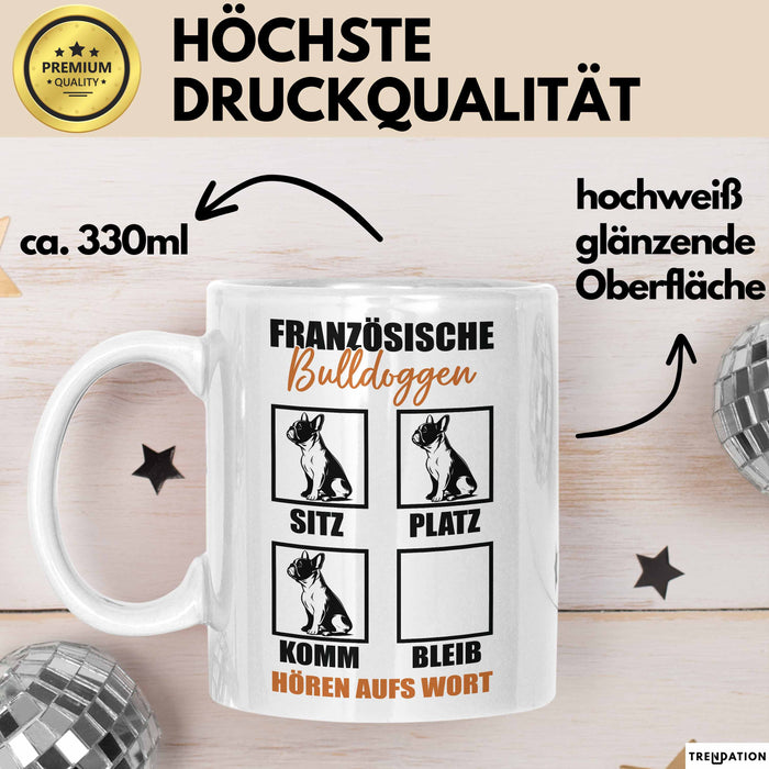 Bulldoggen Hören Aufs Wort Tasse Geschenk Bulldoggen Besitzer Mama Becher Weiß Trendation