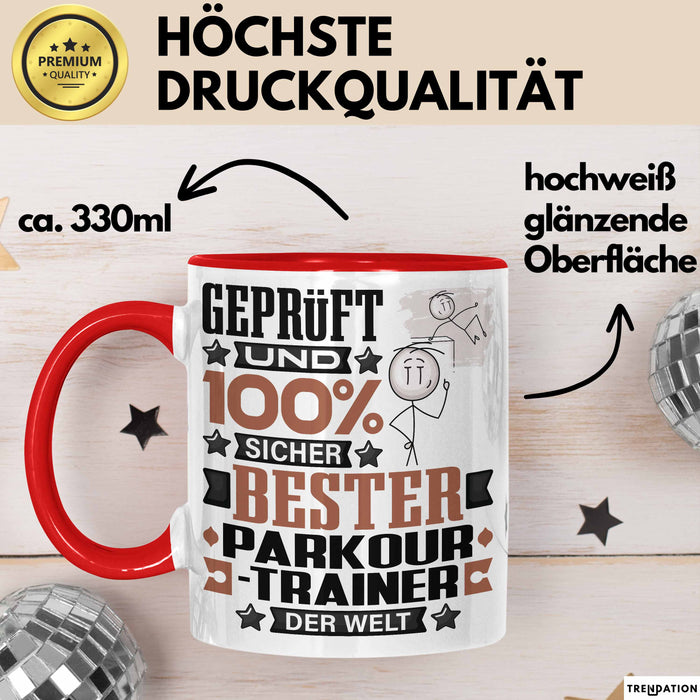 Parkour-Trainer Geschenk Lustiger Spruch für Parkour-Trainer Geschenkidee Bester Parkour-Trainer Der Welt Rot Trendation