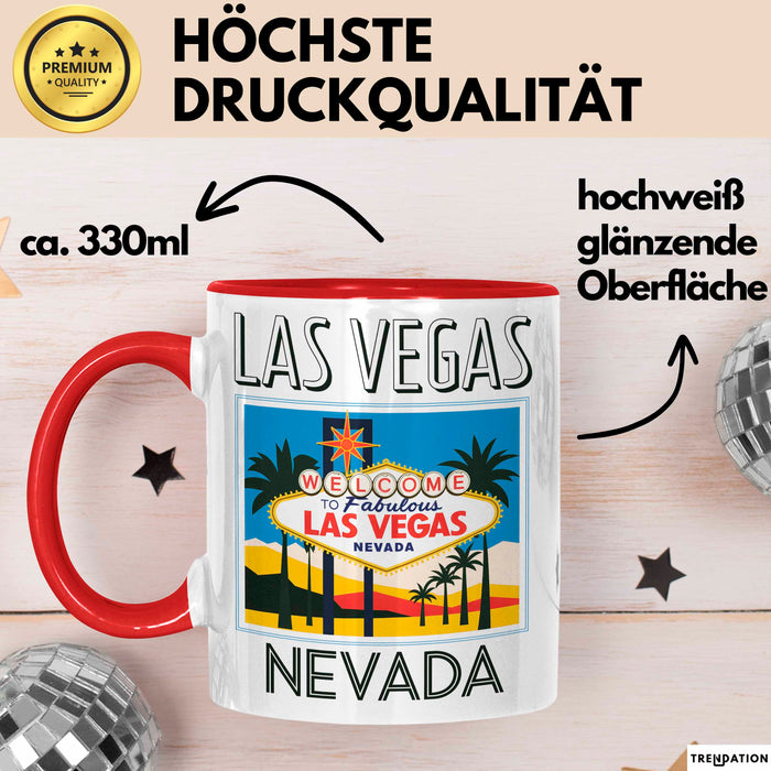 Las Vegas Nevada USA Tasse Geschenk Lustige Geschenkidee Spruch Rot Trendation