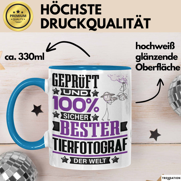 Tierfotograf Geschenk Lustiger Spruch für Tierfotograf Geschenkidee Bester Tierfotograf Der Welt Blau Trendation
