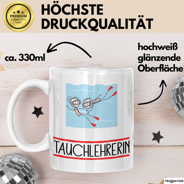 Geschenk für Tauchlehrerin Tasse Lustige Geschenkidee Geburtstag Ich Bin Tauchlehrerin Ich Darf Das Weiß Trendation