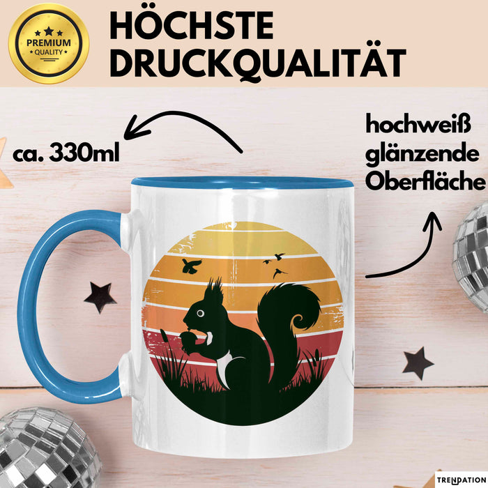 Eichhörnchen Tierliebhaber Retro Tasse Geschenk Lustige Geschenkidee Spruch Blau Trendation