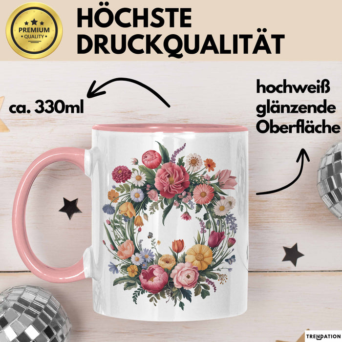 Florist Tasse Geschenkidee für Blumenliebhaber Spruch Rosa Trendation