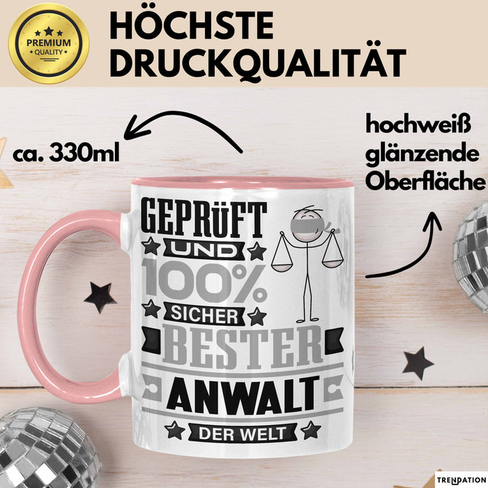 Anwalt Geschenk Lustiger Spruch für Anwalt Geschenkidee Bester Anwalt Der Welt Rosa Trendation