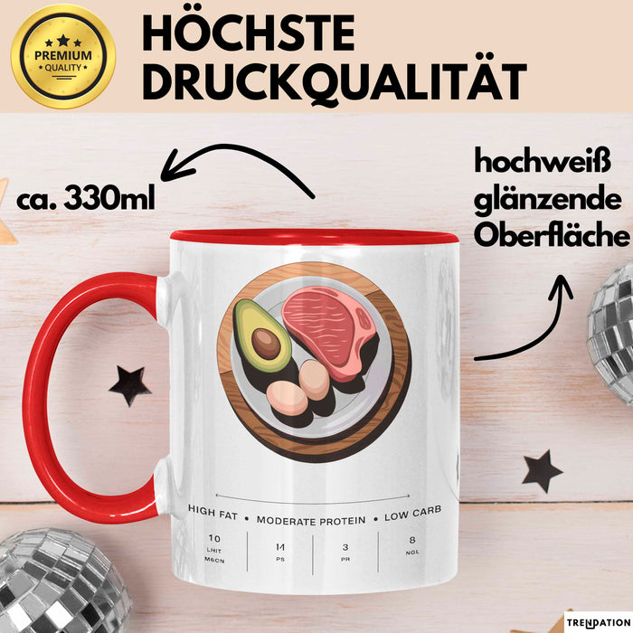 Keto Diät Fan Tasse Geschenk Lustige Geschenkidee Spruch Für Low Carb Liebhaber Rot Trendation