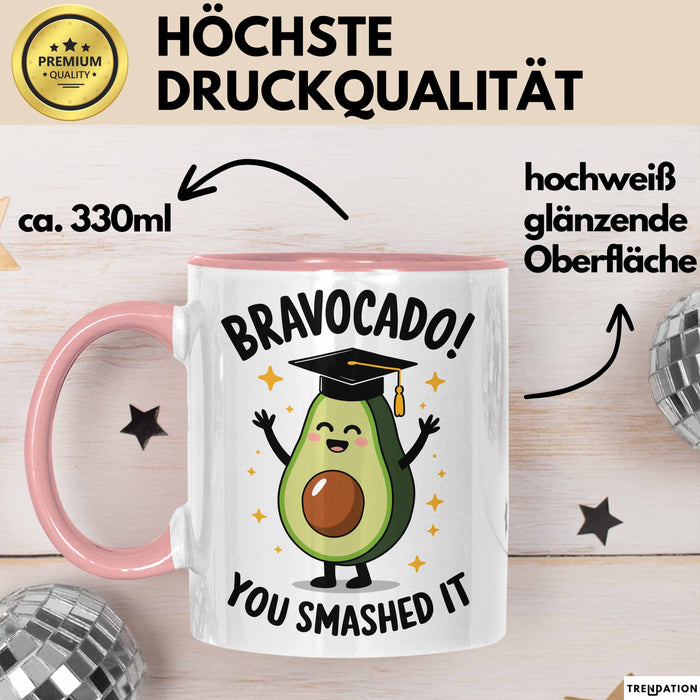 Schüler Abschluss Avocados Tasse Geschenk Lustige Geschenkidee Spruch Bravocado Rosa Trendation