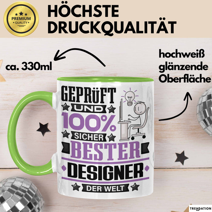 Designer Geschenk Lustiger Spruch für Designer Geschenkidee Bester Designer Der Welt Grün Trendation