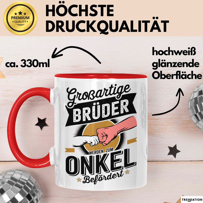 Onkel Sarkastisch Sarkasmus Tasse Geschenk Lustige Geschenkidee Spruch Großartige Brüder Werden Zum Onkel Befördert Rot Trendation