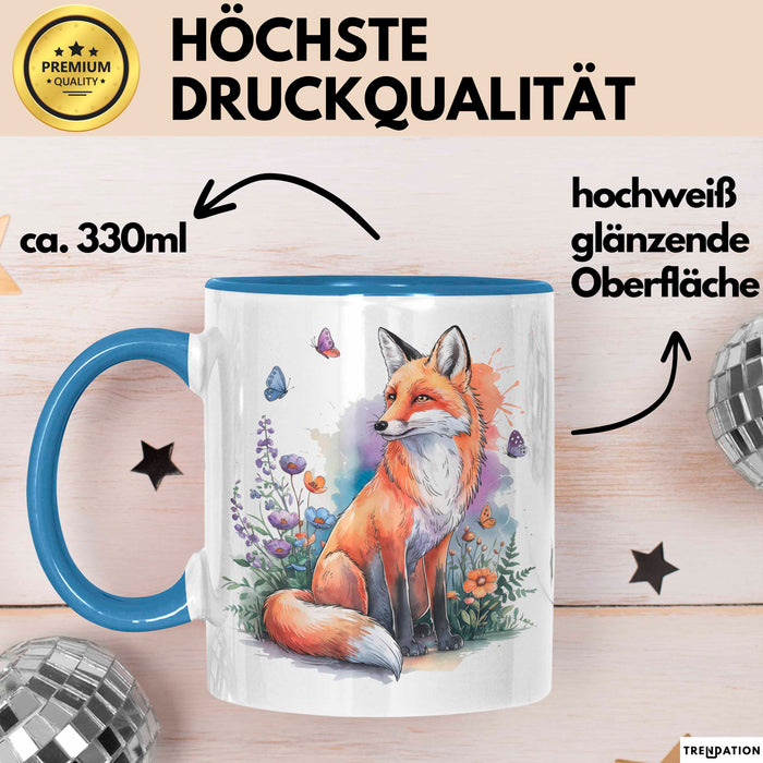 Fuchs Tierliebhaber Tasse Geschenk Lustige Geschenkidee Spruch Blau Trendation