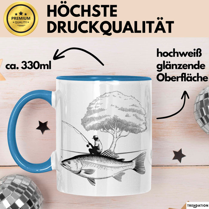 Angelliebhaber Fischer Tasse Geschenk Lustige Geschenkidee Spruch Blau Trendation