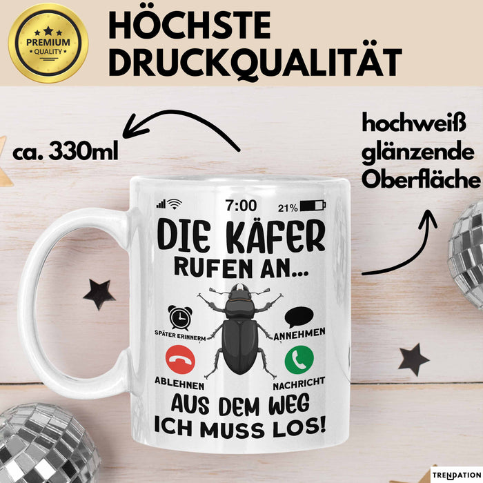 Käfer Liebhaber Tasse Geschenk Die Käfer Rufen An Geschenkidee Becher Weiß Trendation