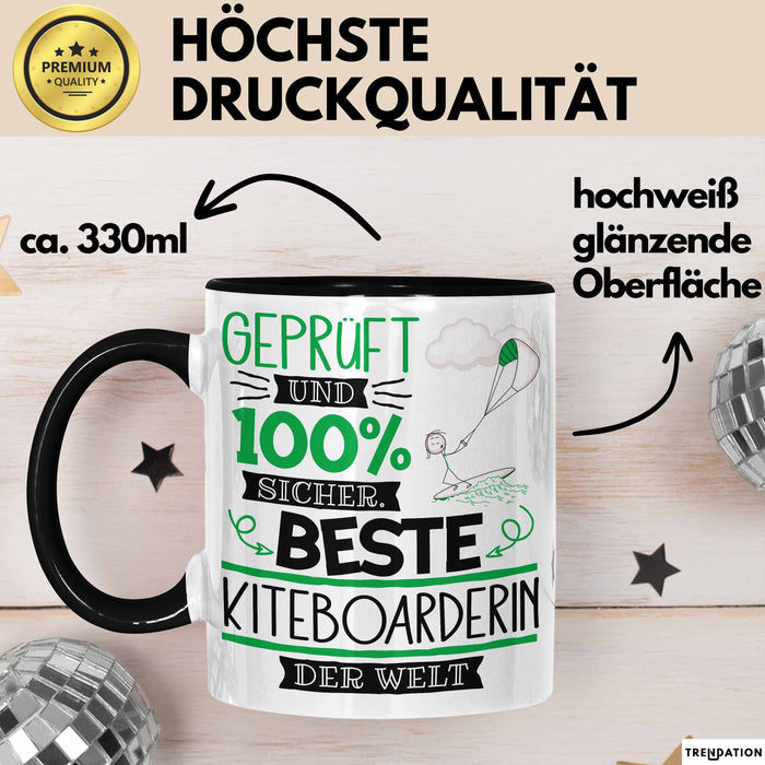 Beste Kiteboarderin Der Welt Tasse Geschenk für Eine Kiteboarderin Geprüft Und Sicher Geschenkidee Geburtstag Weihnachten Trendation