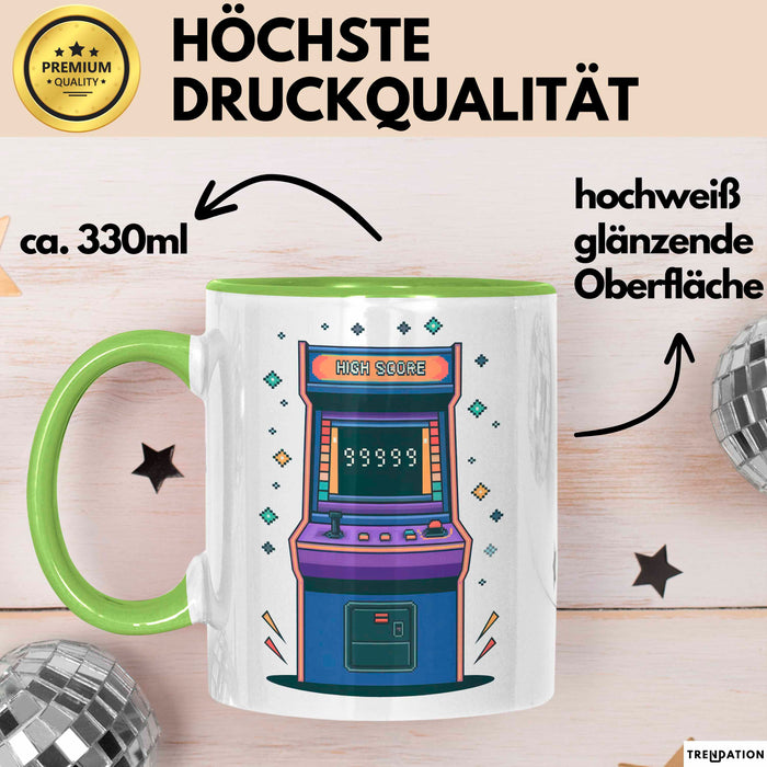 Arcade Enthusiast Tasse Geschenk Lustige Geschenkidee Spruch Für Highscore Jäger Grün Trendation