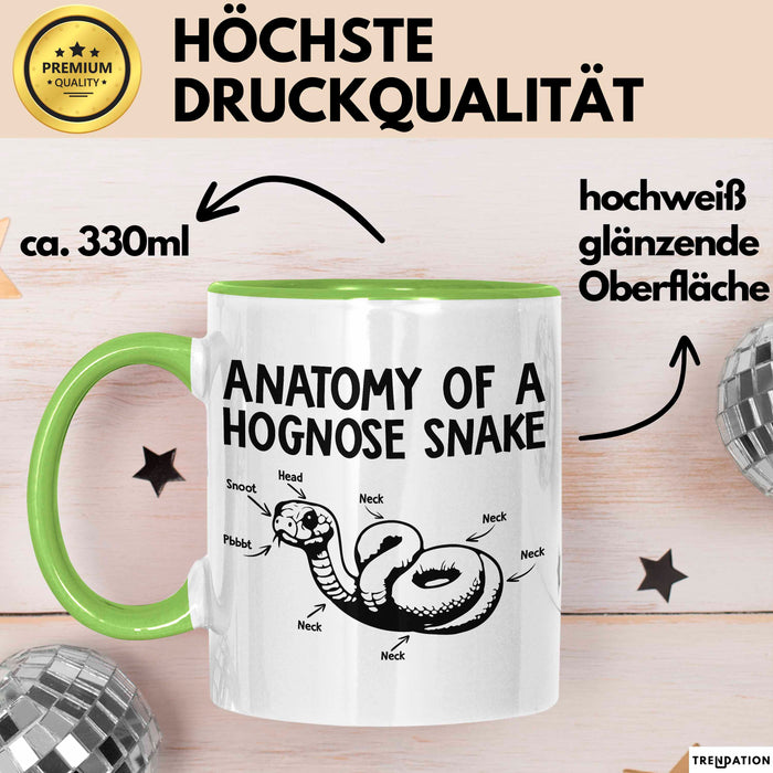 Reptil Schlange Tier Tasse Geschenk Lustige Geschenkidee Spruch Anatomie Einer Hakennasennatter Grün Trendation