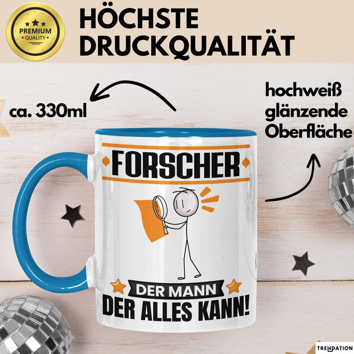 Forscher Tasse Geschenk für Forscher Der Mann Der Alles Kann Geschenkidee zum Geburtstag Blau Trendation