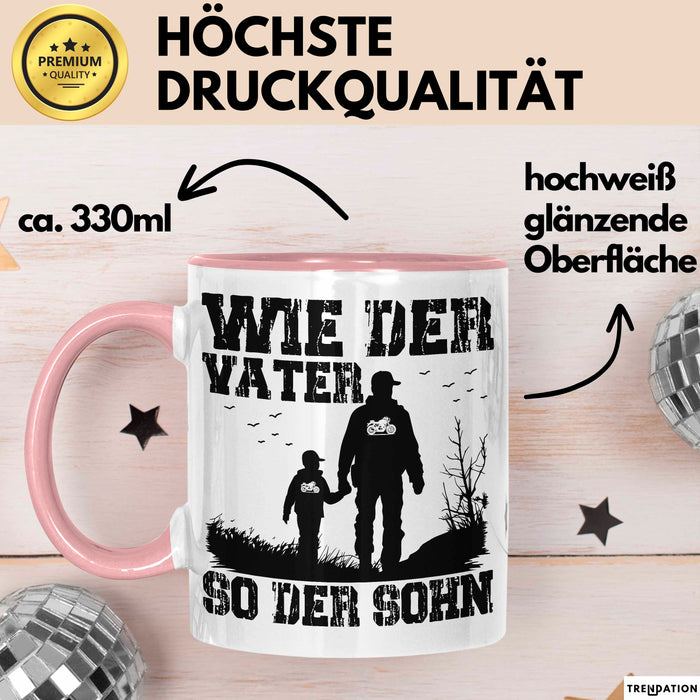 Vater Sohn Tasse Geschenk Lustige Geschenkidee Spruch Motorrad-Fahrer Rosa Trendation