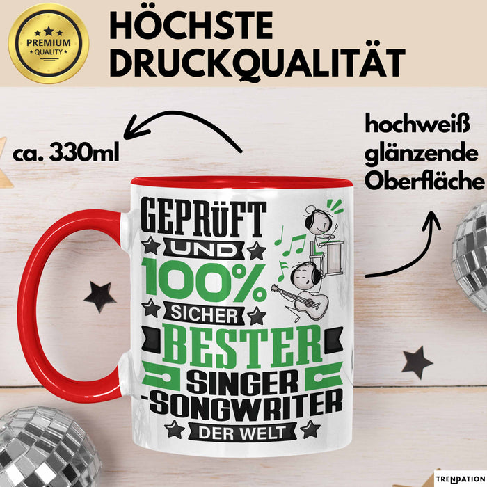 Singer-Songwriter Geschenk Lustiger Spruch für Singer-Songwriter Geschenkidee Bester Singer-Songwriter Der Welt Rot Trendation