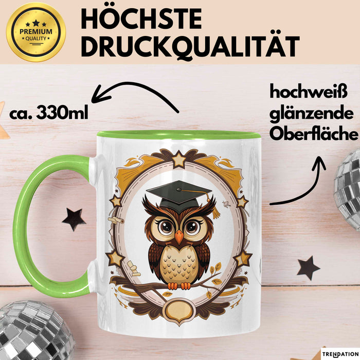 Eulenliebhaber Tasse Geschenkidee für Nachtwesen Fans Grün Trendation