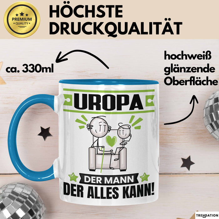 Uropa Tasse Geschenk für Uropa Der Mann Der Alles Kann Geschenkidee zum Geburtstag Blau Trendation