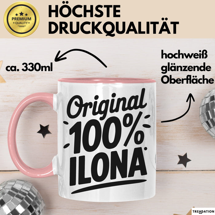 Ilona Tasse Geschenk Original 100% Ilona Geschenkidee Geburtstag Rosa Trendation
