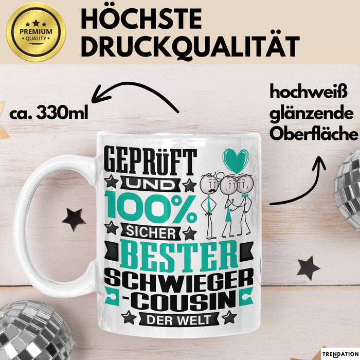 Schwiegercousin Geschenk Lustiger Spruch für Schwiegercousin Geschenkidee Bester Schwiegercousin Der Welt Weiß Trendation