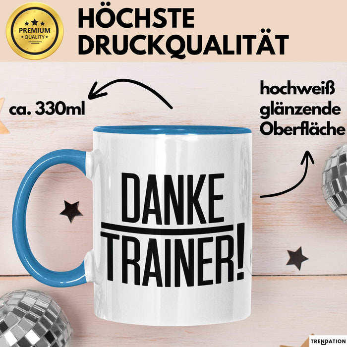 Fußballtrainer Fußballteam Tasse Geschenk Lustige Geschenkidee Spruch Danke Trainer Blau Trendation