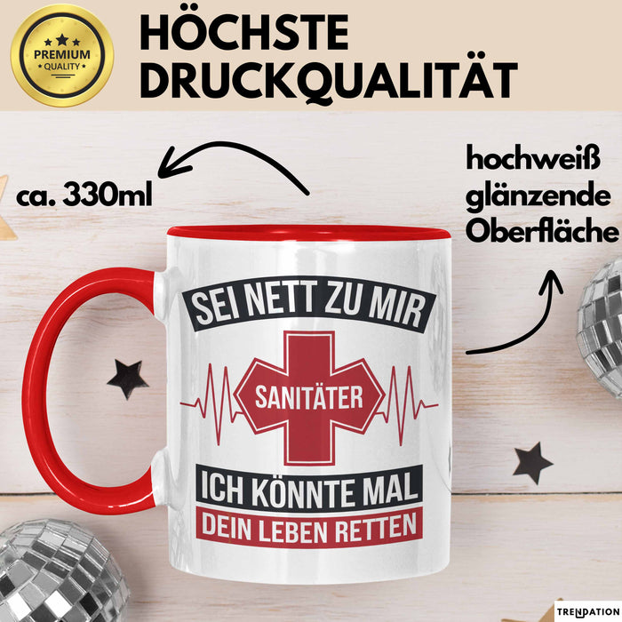 Sanitäter Tasse Geschenk Rettet Leben Notfalldienst Tasse Rot Trendation