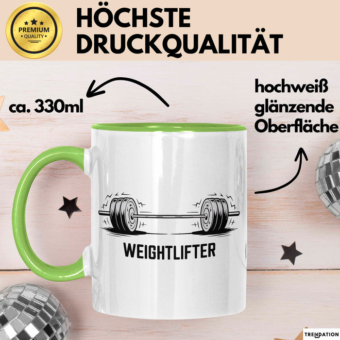 Gewichtheber Tasse Geschenkidee für Fitness Biest Grün Trendation
