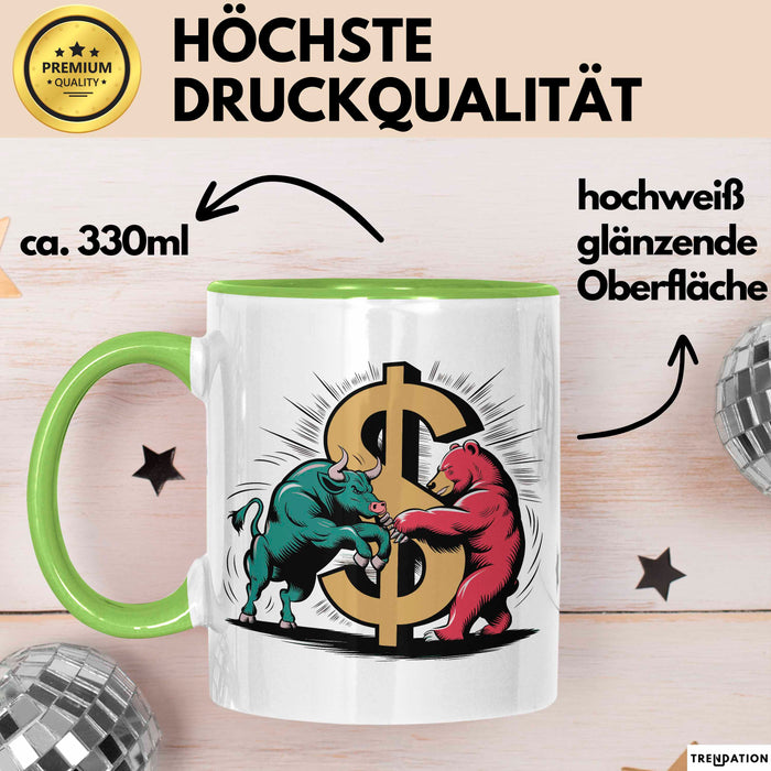 Börsenhändler Tasse Geschenkidee für Wall Street Fans Grün Trendation