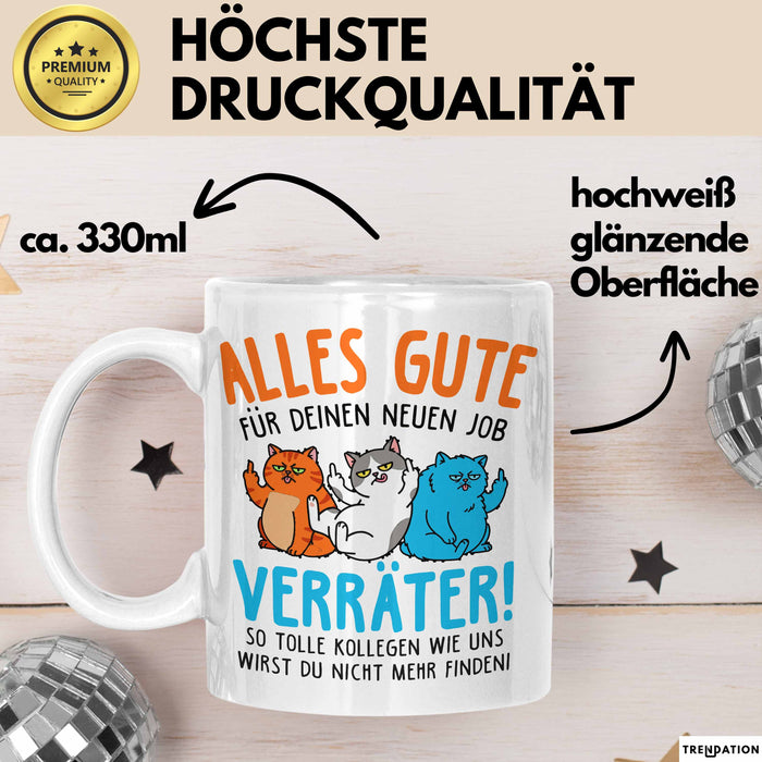 Büroarbeit Kollege Tasse Geschenk Lustige Geschenkidee Spruch Alles Gute Für Deinen Neuen Job Verräter Weiß Trendation