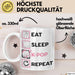 KPop Tasse Geschenk Eat Sleep KPop Repeat Spruch Geschenkidee Weiß Trendation
