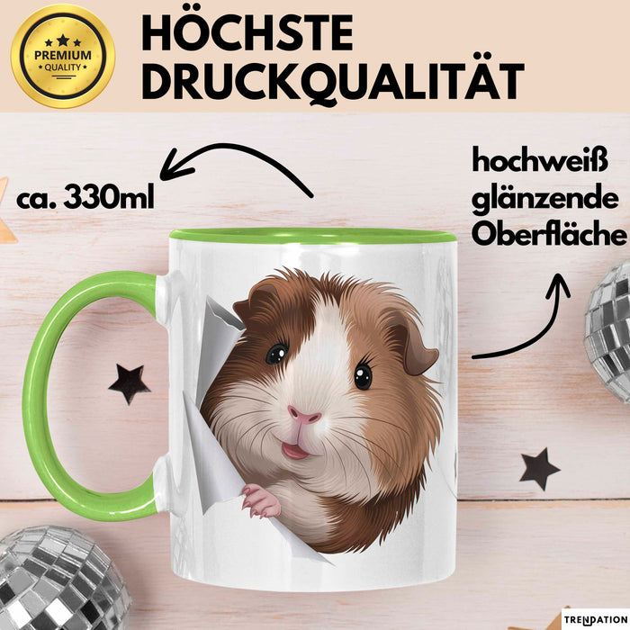 Meerschweinchen Tier Tasse Geschenk Lustige Geschenkidee Grün Trendation