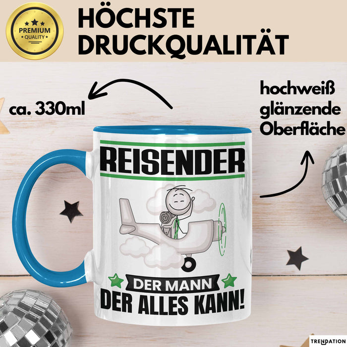 Reisender Tasse Geschenk für Reisender Der Mann Der Alles Kann Geschenkidee zum Geburtstag Blau Trendation