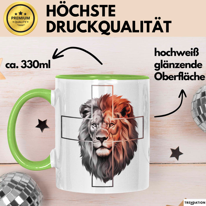 Jesus Löwe von Juda Tasse Geschenk Lustige Geschenkidee Spruch Grün Trendation
