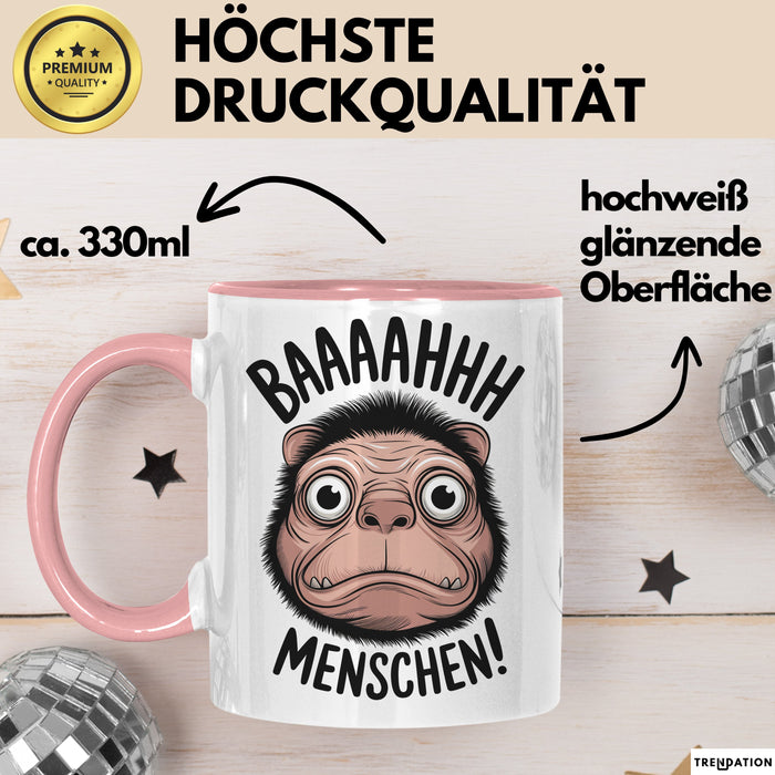 Antisozial Tasse Geschenk Baaahhh Menschen Geschenkidee Lustig Sarkasmus Rosa Trendation